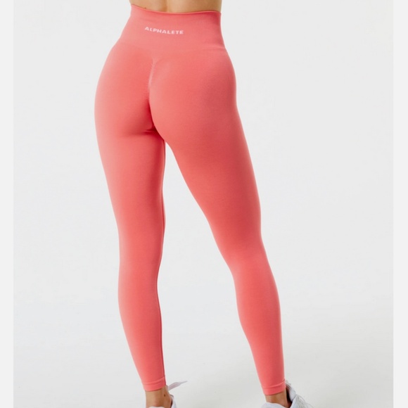 Alphalete Pants - Alphalete Amplify Athletic Workout Seamless Scrunch Leggings Pixel Pink Size L